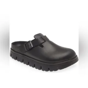 Birkenstock Boston Chunky Clog Black Leather M9 W11 Slip-On Shoes Serrated Sole