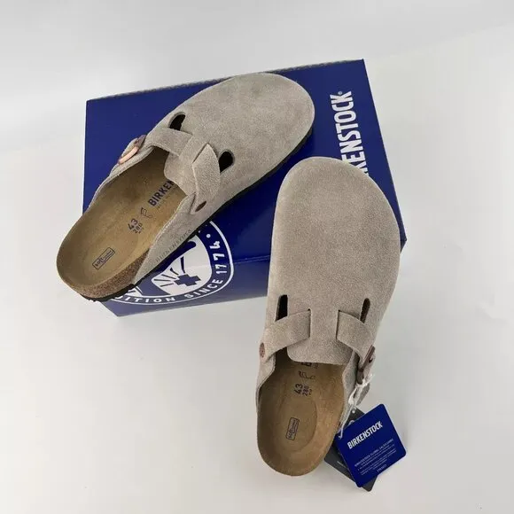 Birkenstock Boston Soft Footbed Taupe Suede Wide