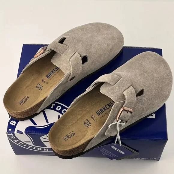 Birkenstock Boston Soft Footbed Taupe Suede Wide