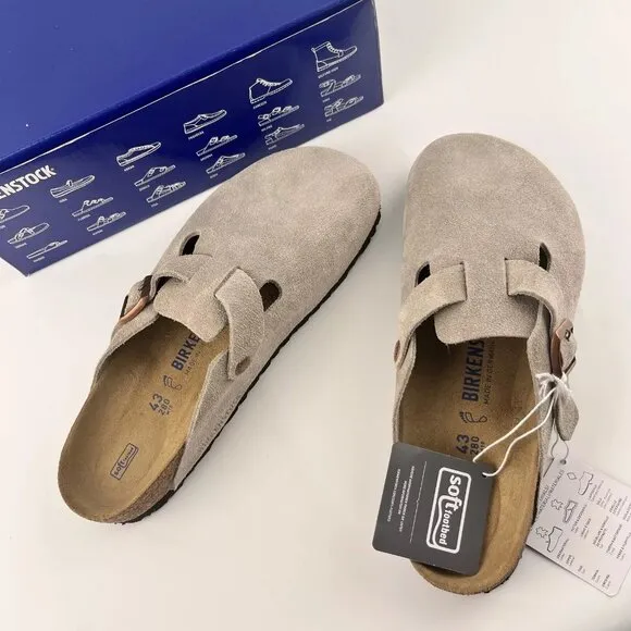 Birkenstock Boston Soft Footbed Taupe Suede Wide