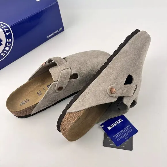 Birkenstock Boston Soft Footbed Taupe Suede Wide