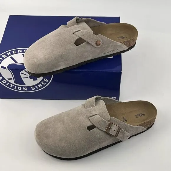 Birkenstock Boston Soft Footbed Taupe Suede Wide