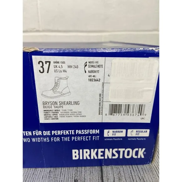 Birkenstock Bryson Shearling Boots Beige Taupe US L6 M4 EU37 Narrow Fit