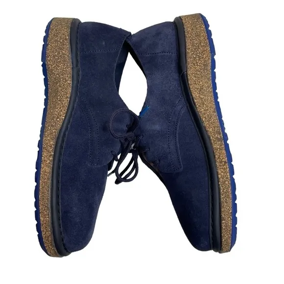 Birkenstock Gary Suede Lace Up Oxfords Shoes Navy Blue EU 33 US 2-2.5 New