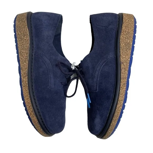 Birkenstock Gary Suede Lace Up Oxfords Shoes Navy Blue EU 33 US 2-2.5 New