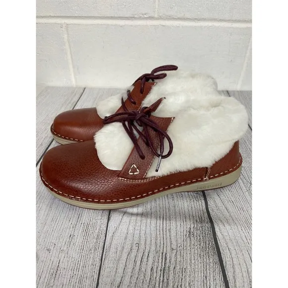 Birkenstock Memphis High Shearling Lined Ankle Boots Chestnut Leather Size 38