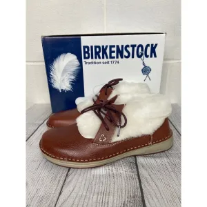 Birkenstock Memphis High Shearling Lined Ankle Boots Chestnut Leather Size 38