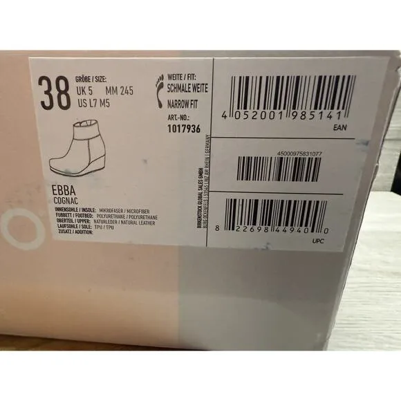 Birkenstock Papillio Ebba Wedge Boots Brown Leather Round Toe EU 38. Women 7