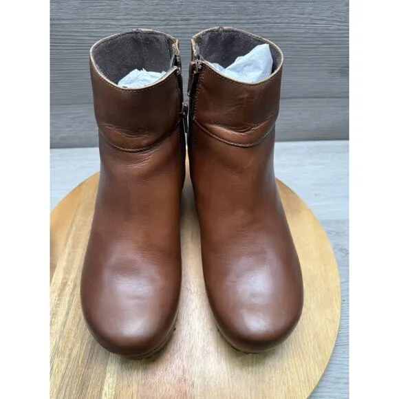 Birkenstock Papillio Ebba Wedge Boots Brown Leather Round Toe EU 38. Women 7