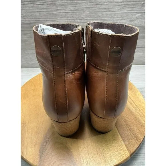 Birkenstock Papillio Ebba Wedge Boots Brown Leather Round Toe EU 38. Women 7