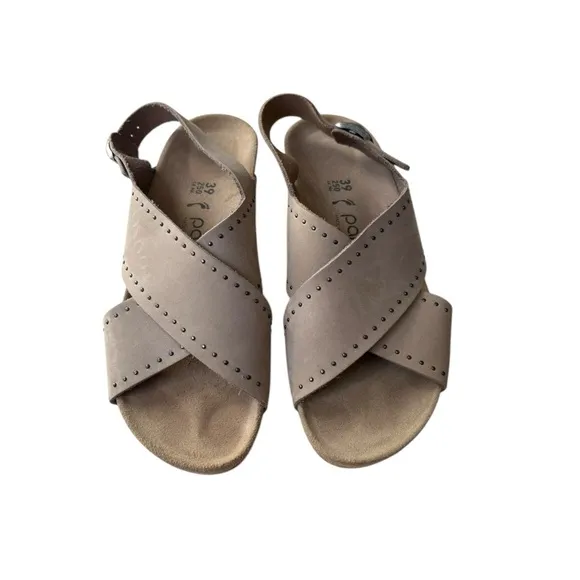 Birkenstock Papillio Samira Beige Narrow Width  Leather Wedges Shoes Size 8