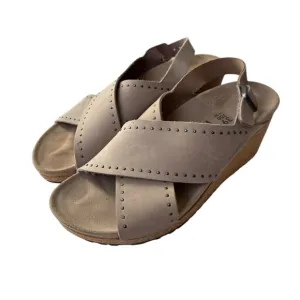 Birkenstock Papillio Samira Beige Narrow Width  Leather Wedges Shoes Size 8
