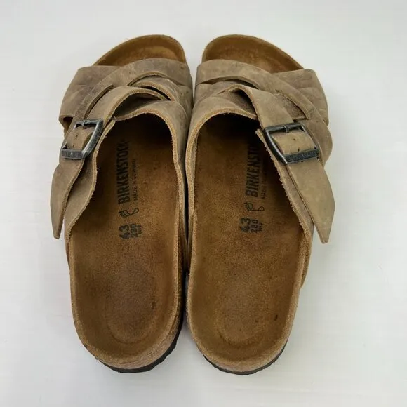 Birkenstock Sandal Men 10 Leather Lugano Flat Slide Party Criss Cross Strap Core