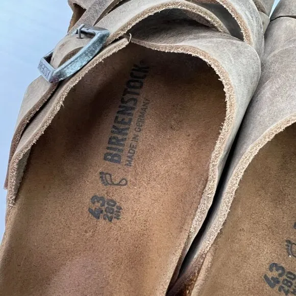 Birkenstock Sandal Men 10 Leather Lugano Flat Slide Party Criss Cross Strap Core