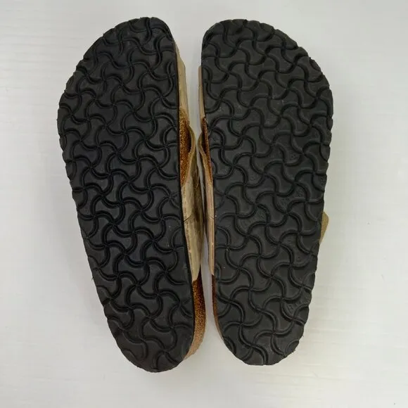 Birkenstock Sandal Men 10 Leather Lugano Flat Slide Party Criss Cross Strap Core