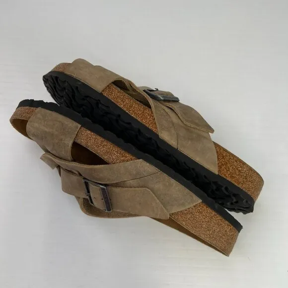 Birkenstock Sandal Men 10 Leather Lugano Flat Slide Party Criss Cross Strap Core