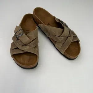 Birkenstock Sandal Men 10 Leather Lugano Flat Slide Party Criss Cross Strap Core