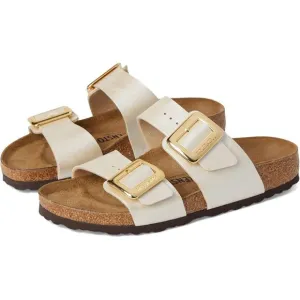 Birkenstock Shoes Sydney Luxe Buckle Pearl White Slide Sandals