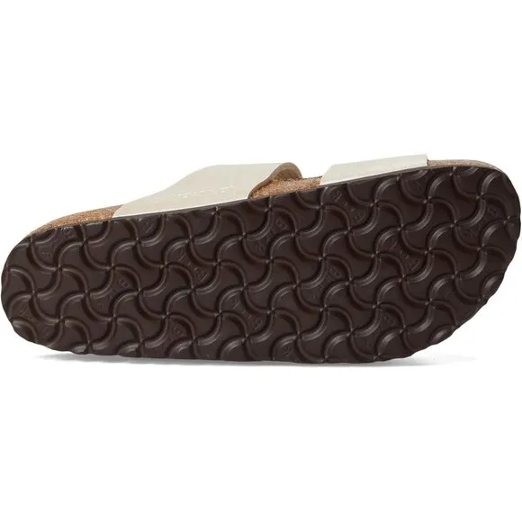 Birkenstock Shoes Sydney Luxe Buckle Pearl White Slide Sandals