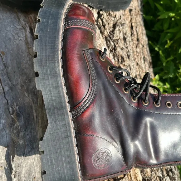 Black and Brown Combat Moto Boots with Steel Toe
