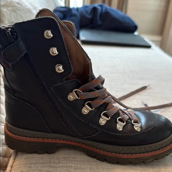 Black and Brown Lace-Up Boots