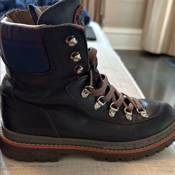 Black and Brown Lace-Up Boots