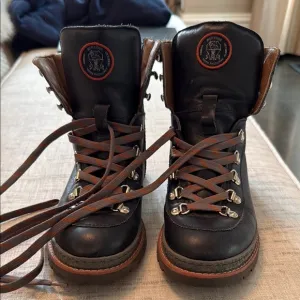 Black and Brown Lace-Up Boots