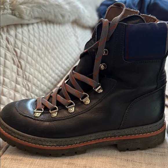 Black and Brown Lace-Up Boots