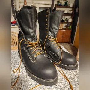 Black and Gold Rugged Leather Boots