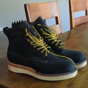 Black and Yellow Moc-Toe Boots with Rugged Sole