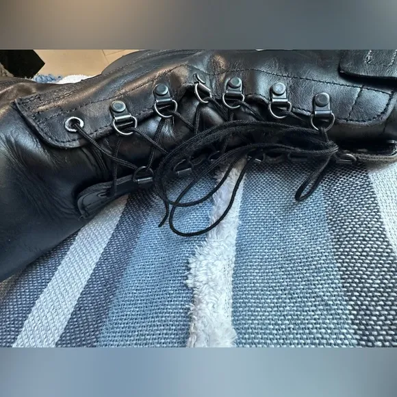 Black Leather High-Top Boots with Rugged Design