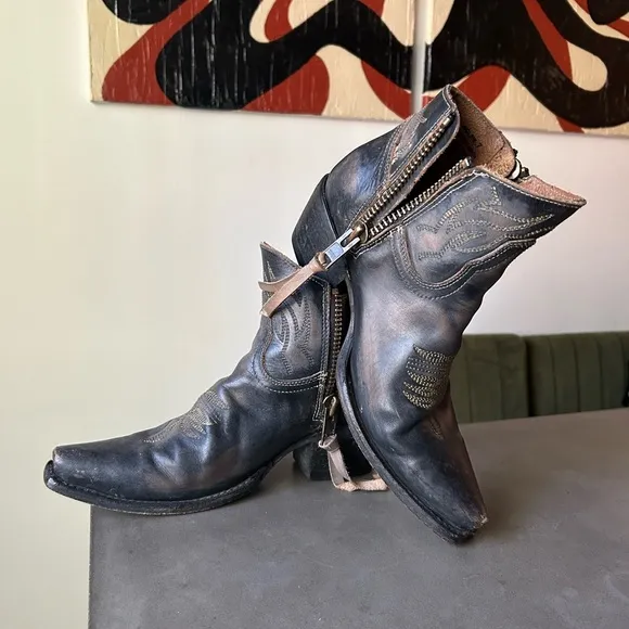 Black Leather Western Boots