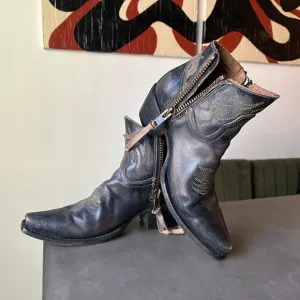 Black Leather Western Boots