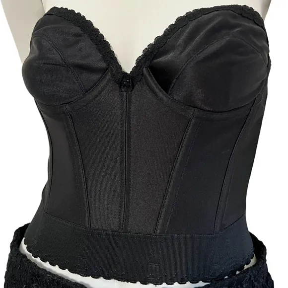 Black strapless corset bra  34B  Carnival  1970's