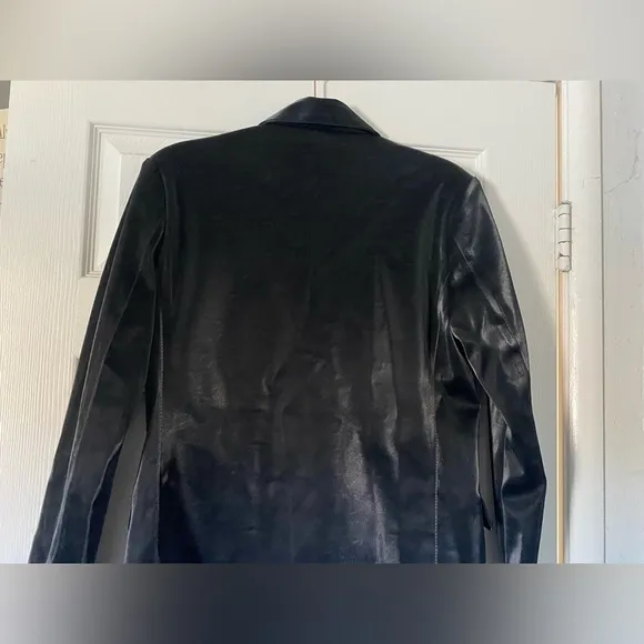 BLANKNYC Women's Small Vegan Leather Double Breasted Blazer Black