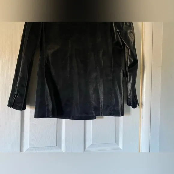 BLANKNYC Women's Small Vegan Leather Double Breasted Blazer Black