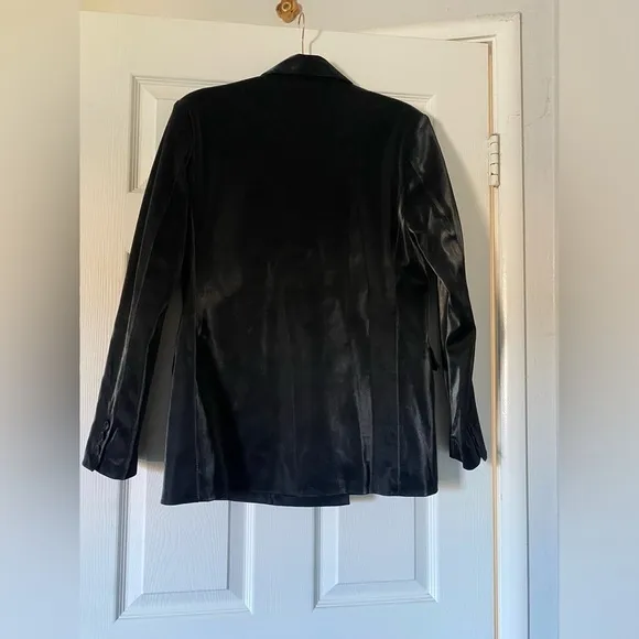 BLANKNYC Women's Small Vegan Leather Double Breasted Blazer Black
