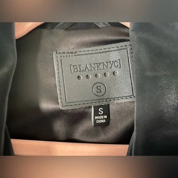 BLANKNYC Women's Small Vegan Leather Double Breasted Blazer Black