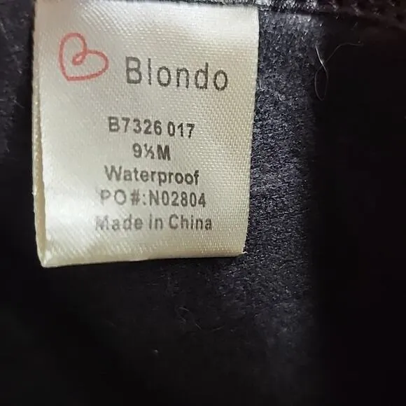 BLONDO CECILIA BLACK LEATHER WATERPROOF MOTO COMBAT CHUNKY SOLE LADIES 9.5 NWOB