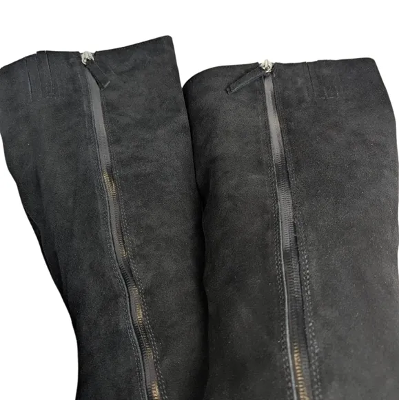 Blondo Tessa Waterproof Black Suede Chunky Block Heel Wide Calf Knee High Boot 9