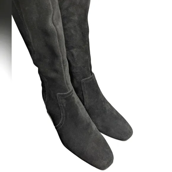 Blondo Tessa Waterproof Black Suede Chunky Block Heel Wide Calf Knee High Boot 9
