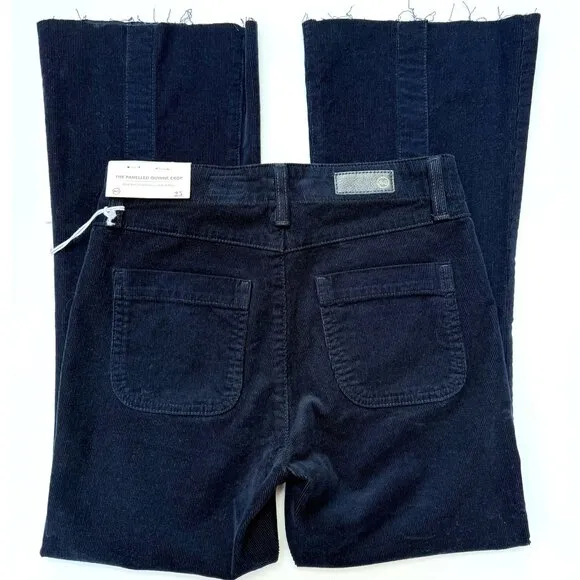 Blue AG Quinne High-Rise Paneled Cropped Flare Jeans
