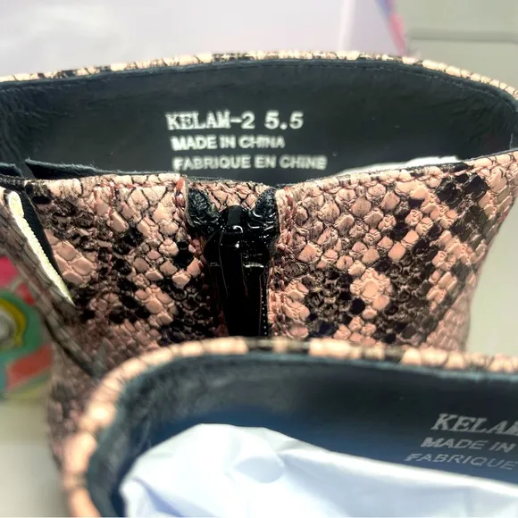 BNIB JEFFREY CAMPBELL KELAM 2 PINK SNAKE COWBOY BOOTIES 5.5M