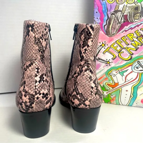 BNIB JEFFREY CAMPBELL KELAM 2 PINK SNAKE COWBOY BOOTIES 5.5M