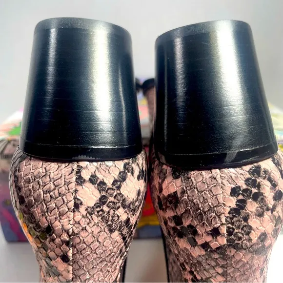 BNIB JEFFREY CAMPBELL KELAM 2 PINK SNAKE COWBOY BOOTIES 5.5M
