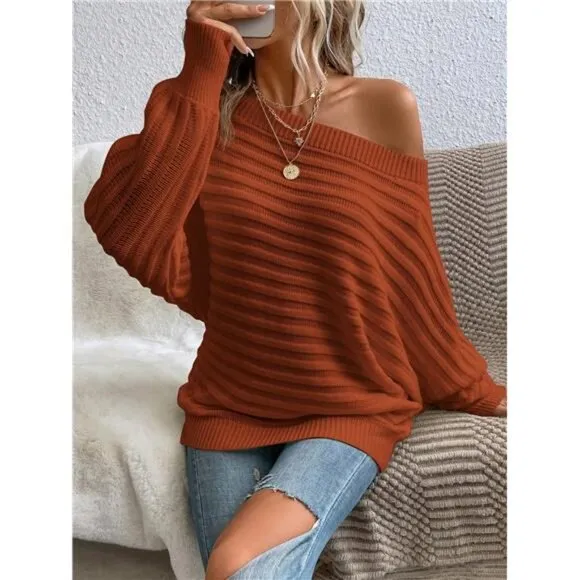 Boat Neck Batwing Sleeve Sweater