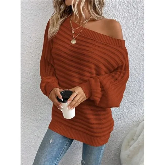 Boat Neck Batwing Sleeve Sweater