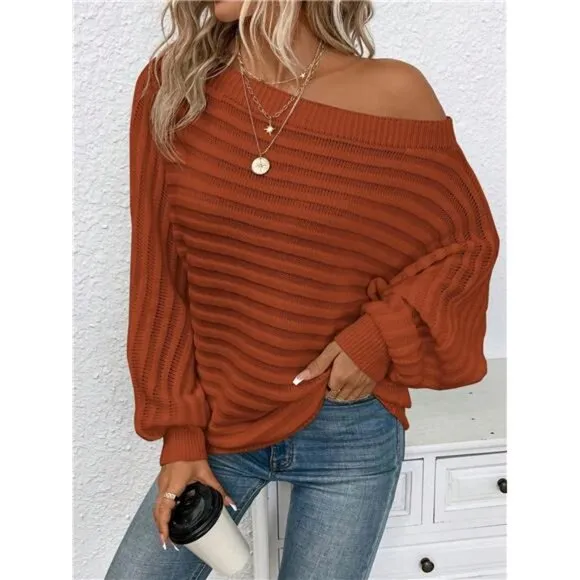 Boat Neck Batwing Sleeve Sweater
