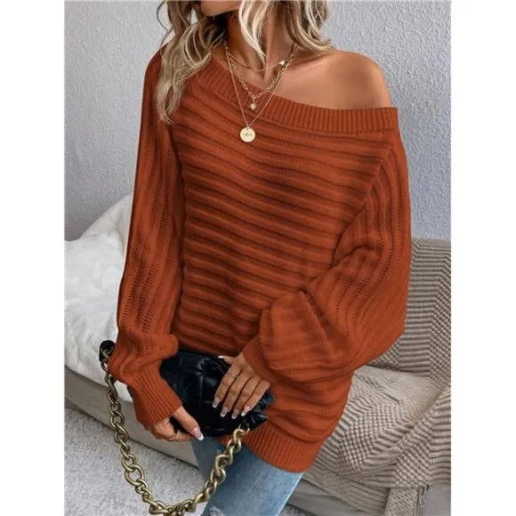 Boat Neck Batwing Sleeve Sweater