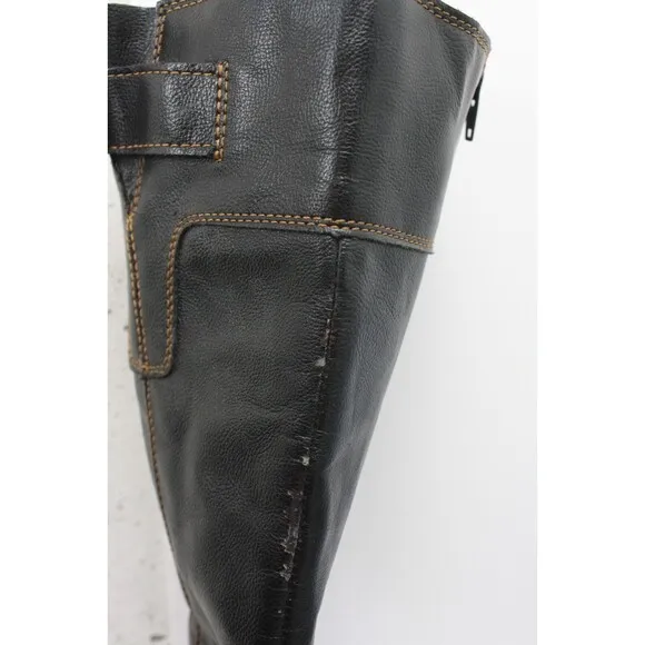 BOC BORN Boots Womens sz 8.5 Black Pebbled Leather Tall Flat*READ